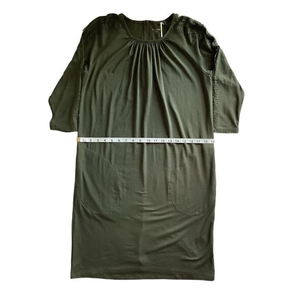 NWT Garnet Hill Luna-Lace Inset Sheath Dress XS Green Stretch Pockets Zip Accent - Picture 14 of 16